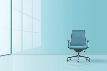 Modern Teal Mesh Office Chair in Minimalist Blue Room