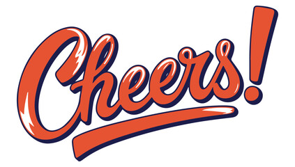 Handwritten cheers . white background red drawing
