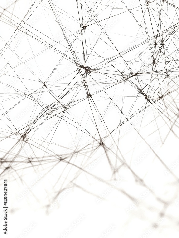 Aufkleber Complex web of lines creates intricate patterns on a white background showcasing abstract design and artistic expression. Generative AI