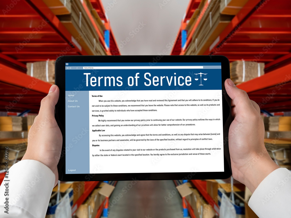 Poster online term of service conditions showing brisk rules and regulations in using the website on device