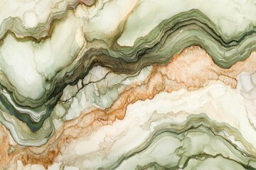 Obraz premium abstract marbled pattern with green, brown, and white tones mimicking natural stone textures. versatile design for backgrounds, print, wallpaper. ideal for creative projects and modern decor.