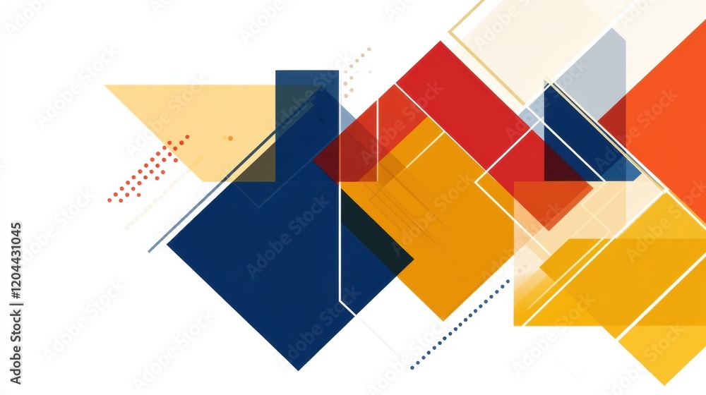 Poster modern geometric design featuring overlapping shapes and vibrant colors in a creative abstract compo