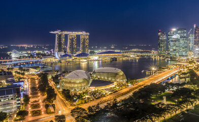 Fototapeta premium Panorama of Marina Bay, Singapore at night