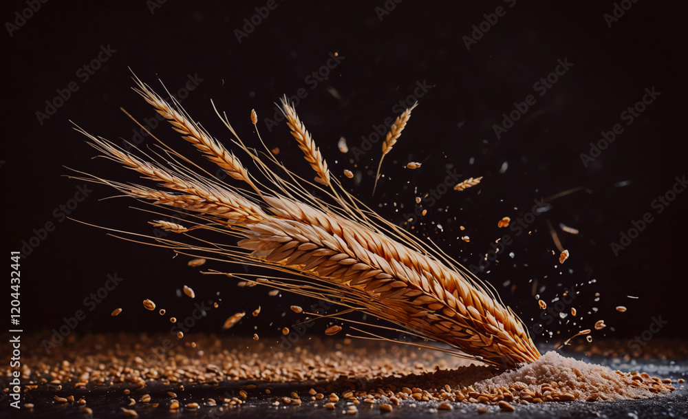 Aufkleber a grain of wheat is shown in a close up, with the grain of wheat being the main focus of the image. 
