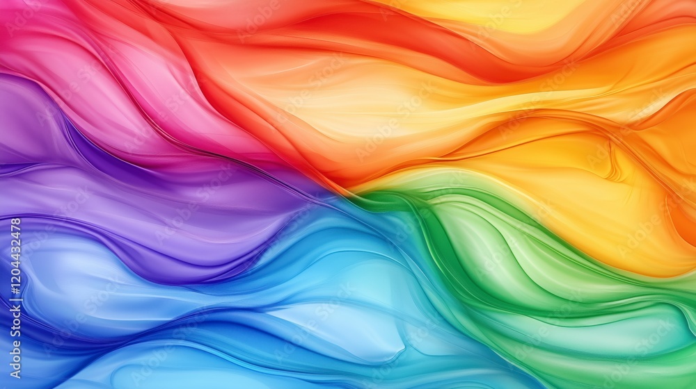 Poster a colorful rainbow with a blue and yellow stripe. the colors are vibrant and the line is wavy. ai ge