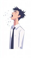 A Sick Man Coughing Illustration: A Visual Depiction of Illness, Disease, and Sickness