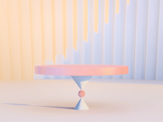 Abstract scene for branding and presentation isolated on light background; cylinder winner podium; table mock up stage for exhibition of brand products and goods; 3d rendering, 3d illustration