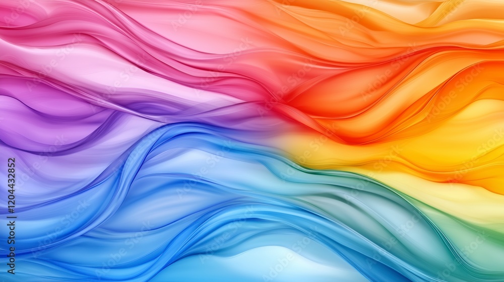 Poster a colorful wave with a rainbow in the middle. the colors are bright and vibrant, creating a sense of