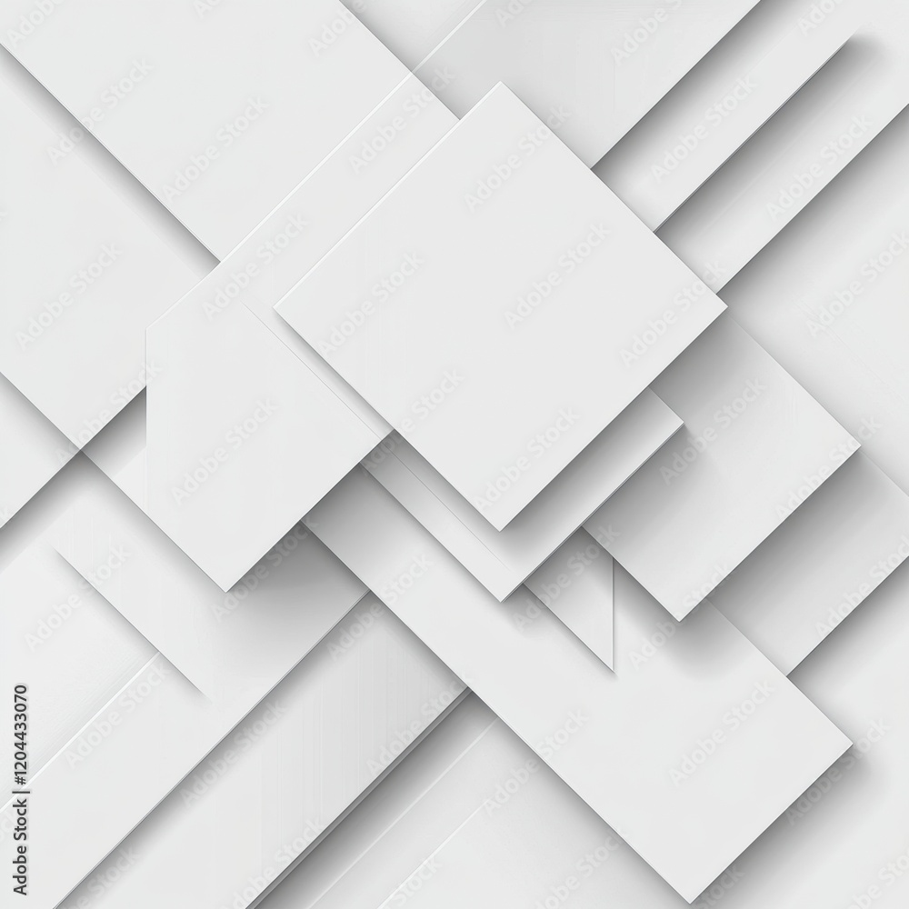 Poster layers of overlapping white geometric shapes creating a modern abstract design for various applicati