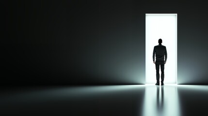 Obraz premium Man at Threshold: A Journey into the Unknown