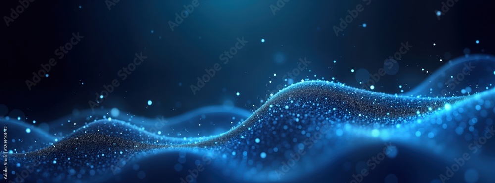 Leinwandbilder abstract blue wave design with light digital effect. dynamic tech pattern. modern corporate concept 