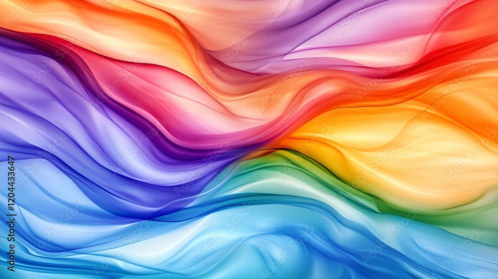 Poster a colorful wave with a rainbow in the middle. the colors are bright and vibrant, creating a sense of