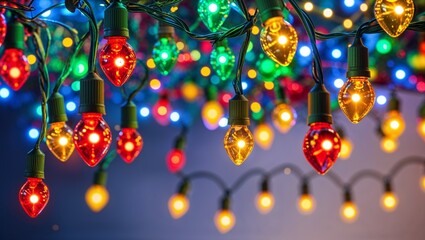 A vibrant and festive Christmas lights backdrop promoting holiday spirit and seasonal celebrations throughout December