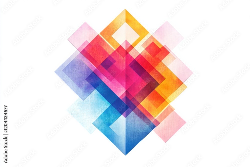 Aufkleber colorful geometric shapes blending with transparency in vibrant patterns suitable for modern art and