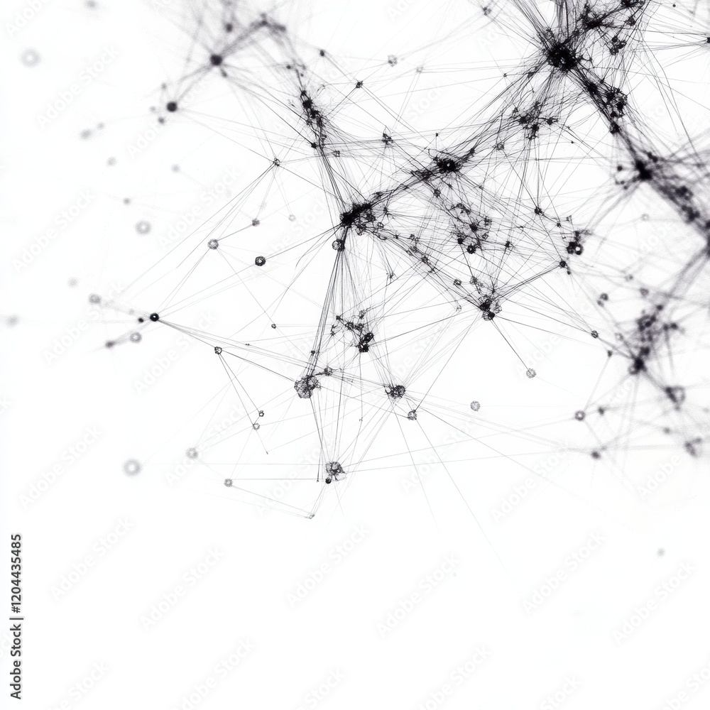 Poster Abstract network of lines and nodes representing connectivity and complexity in technology and data analysis. Generative AI