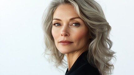 Naklejka premium Portrait of a mature woman with gray hair