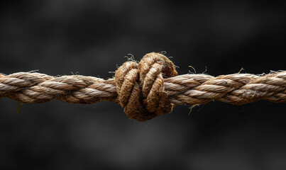 A rope with a knot in the center on a blurred background
