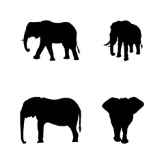 Elephant Silhouettes Set vector art illustration