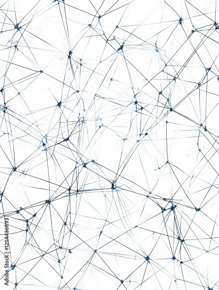 Poster Abstract network design showcasing interconnected nodes and lines in a minimalistic style and light color palette. Generative AI