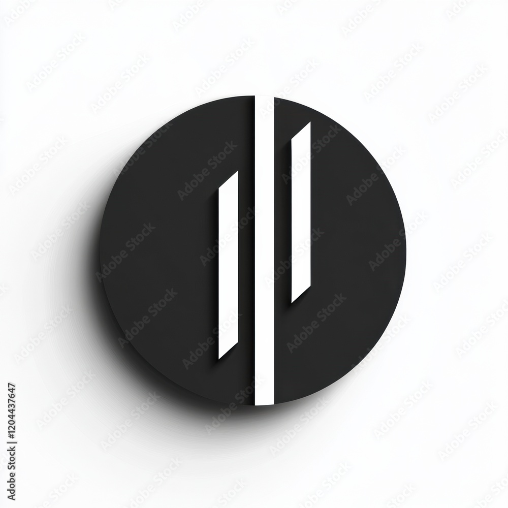 Poster modern minimalistic logo design featuring geometric shapes in black and white colors. generative ai