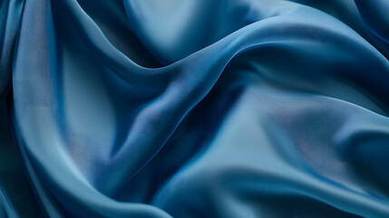 Fototapeta premium Folded blue satin fabric with a smooth and lustrous surface, perfect for sophisticated designs.