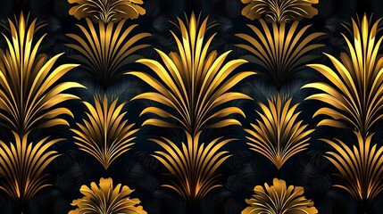 Wallpaper for seamless golden art deco diamond palm