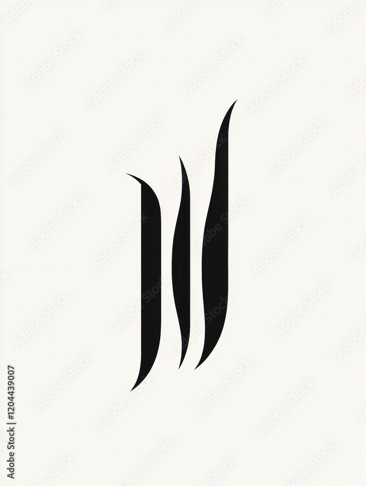 Aufkleber Minimalist black lines create abstract design on neutral background showcasing elegance and simplicity in art. Generative AI