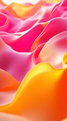 Abstract pink and orange flowing fabric waves.