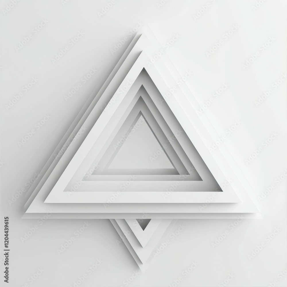 Aufkleber Layered white triangles create a dynamic and modern geometric design in minimalist art style. Generative AI