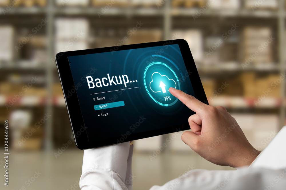 Poster backup storage data internet technology business concept. database storage cloud technology file dat