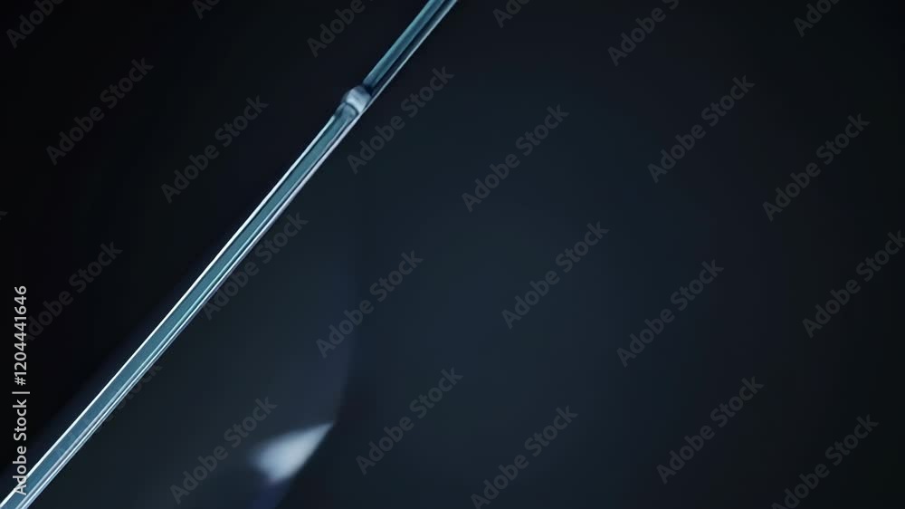 Poster minimalistic abstract composition featuring a sleek translucent line against a dark gradient backgro