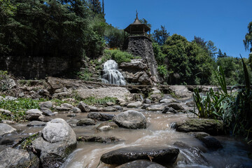 Close-up of river water, at Molino de Thea, a tourist attraction in Villa Giardino, Córdoba,...