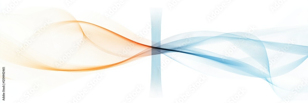 Poster Flowing waves of orange and blue create an abstract design for artistic backdrop or graphic use. Generative AI