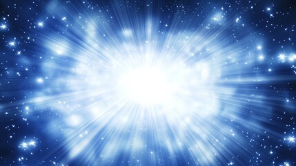 American flag background with light rays shining from the top and blank space 