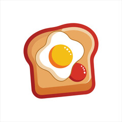 Breakfast Slice with Egg and Ketchup Icon Design
