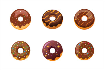 Fototapeta premium Chocolate Donut Icon with Sprinkles Isolated on White Background