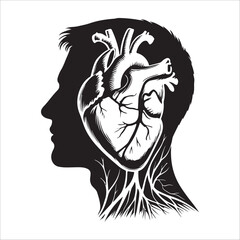 Human heart vector silhouette, icon
