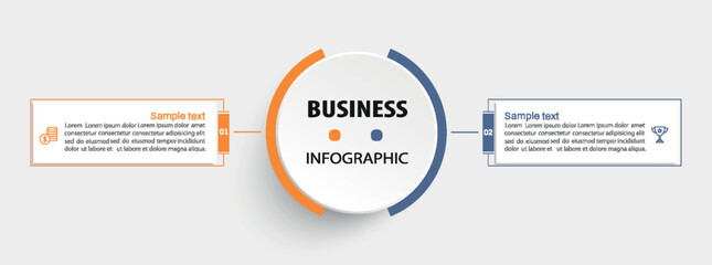 Business infographic template with icons and 2 options or steps