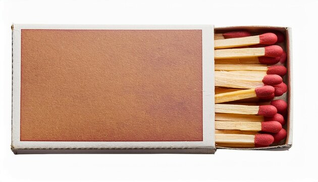 vintage old retro frayed matchbox with matches on transparent background
