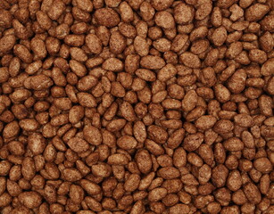 Chocolate rice flakes background and texture, top