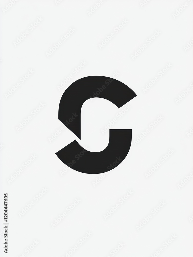 Poster Modern black logo design featuring an abstract letter C with curved shapes and a minimalist aesthetic. Generative AI