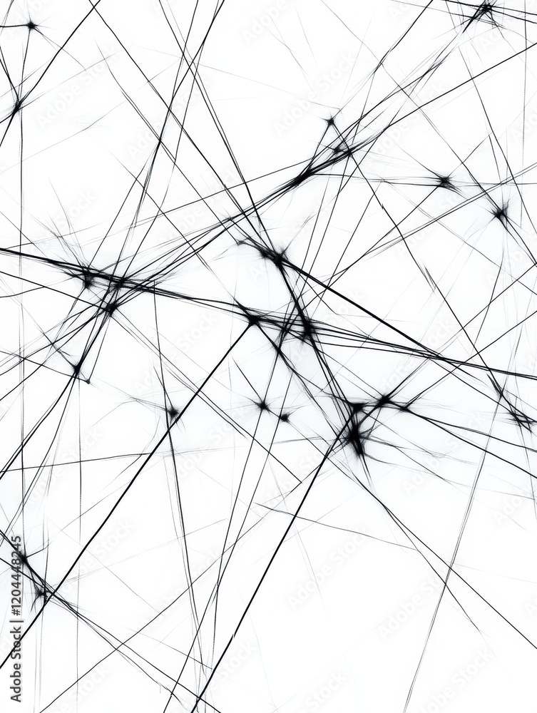 Leinwandbilder Abstract black and white lines create a striking web like pattern against a white background. Generative AI