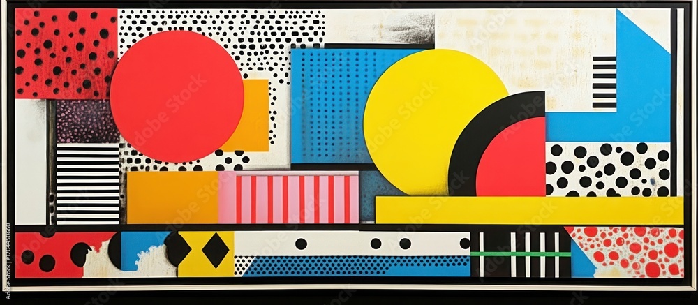 Poster Abstract geometric composition with vibrant colors and patterns.