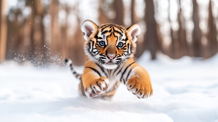 Obraz premium Tiny paws tread softly, playful spirit roams the cold, wild heart awake.