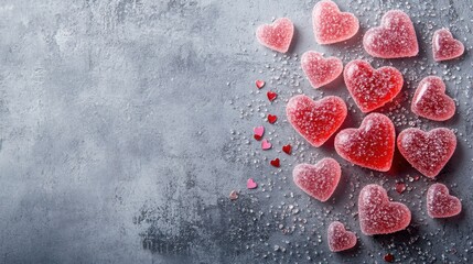 Fototapeta premium Hearts on elegant background, romantic Valentine's Day composition. sweet love. Social media template for business promotions.