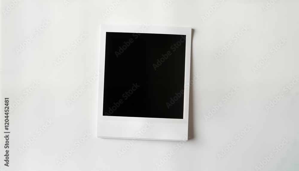Leinwandbilder Blank instant photo frame on plain white backdrop. Simple design for photo album gallery. Modern photo frame mockup. Empty frame suitable for various photo projects. Versatile design for photo