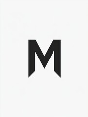 Bold black letter M stands out against a white background emphasizing simplicity and modern design. Generative AI