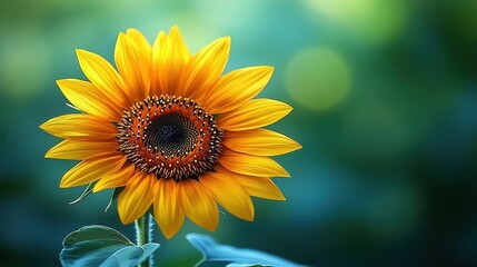 Fototapeta premium Vibrant Sunflower in a Serene Setting