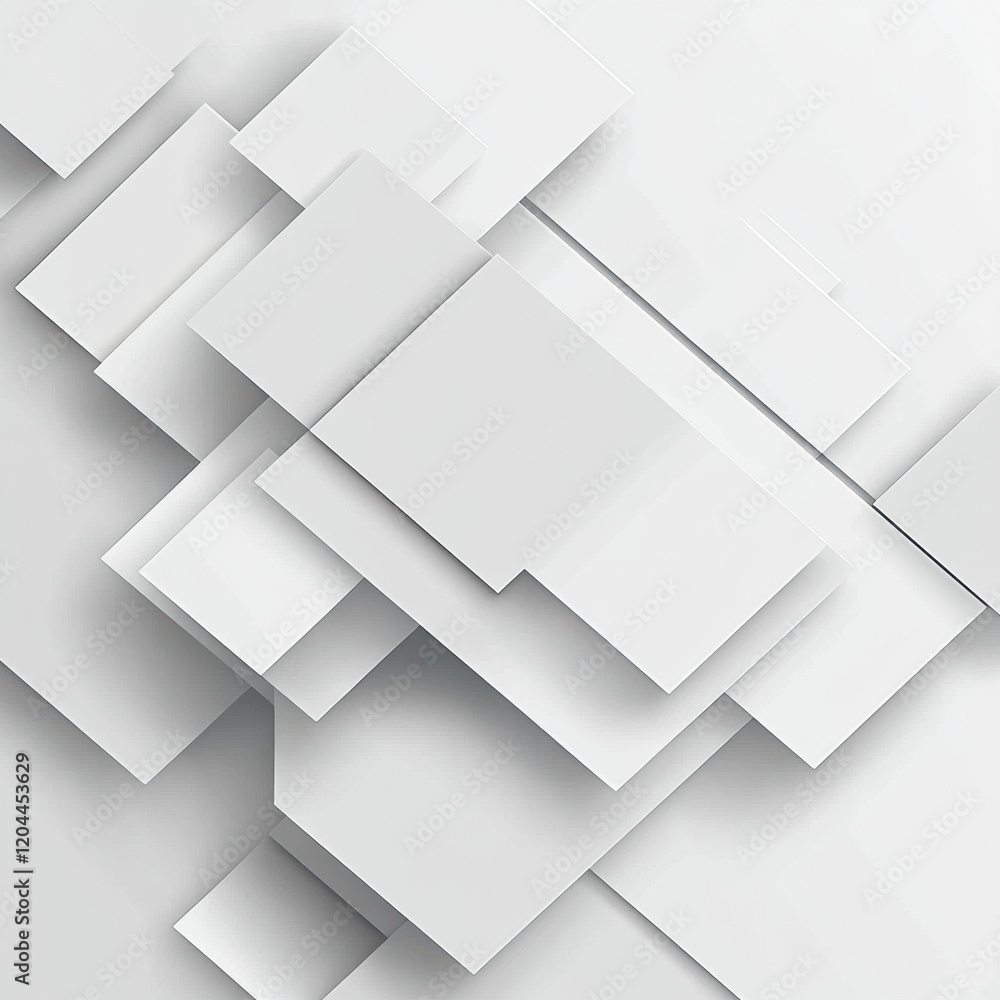 Leinwandbilder layered white geometric shapes create a modern abstract design showcasing depth and perspective in a