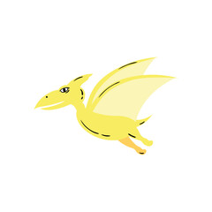 Flat yellow pterodactyl vector illustration
